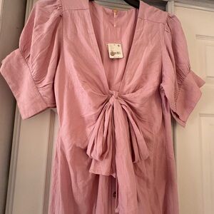 Free People Dusty Pink Tie-Front Maxi Dress